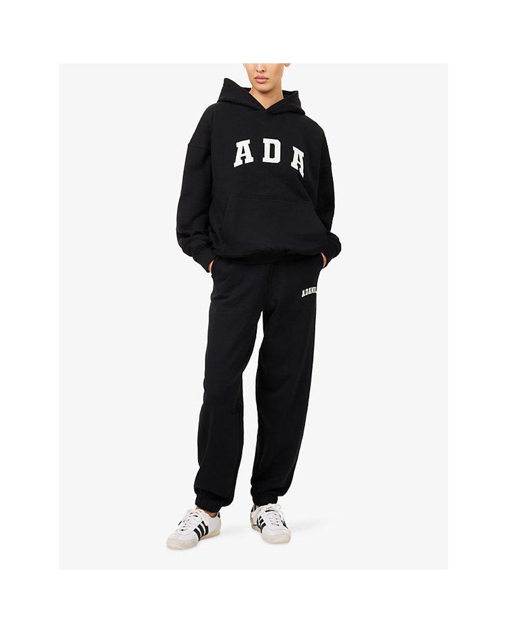 ADANOLA Black Varsity Cotton-Blend Jogging Bottoms