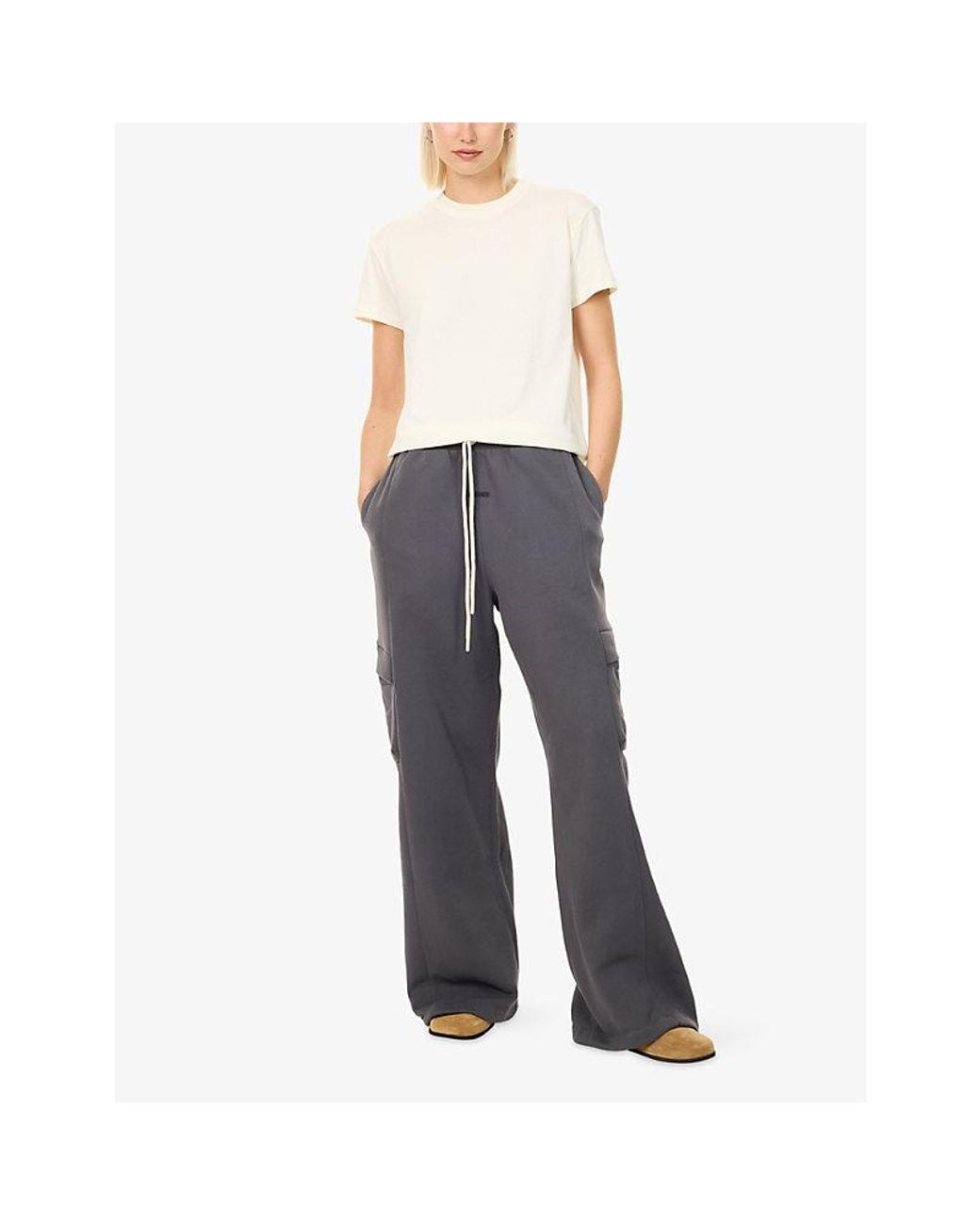 Fear Of God Gray Cargo Relaxed-Fit Cotton-Fleece Jogging Bottoms