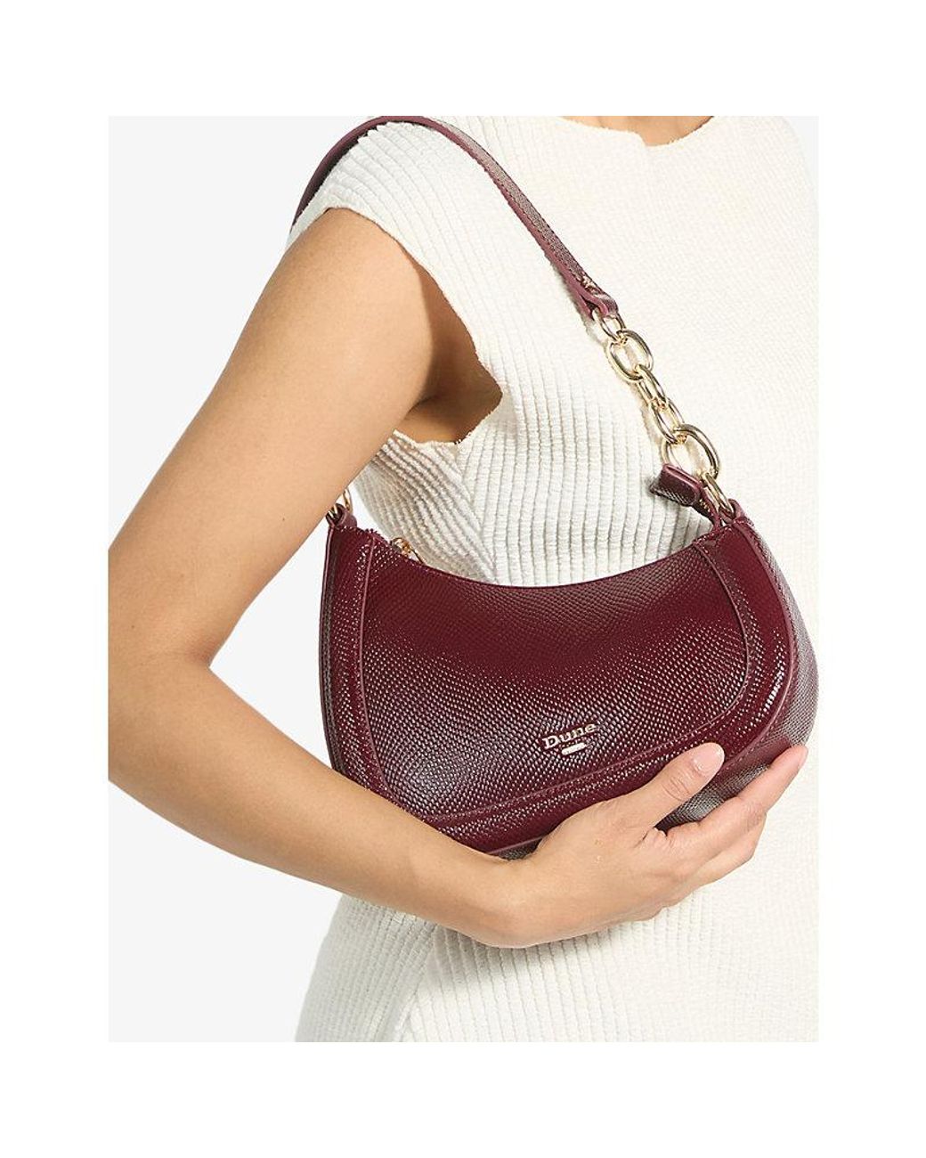 Dune Purple Direction Small Leather Shoulder Bag