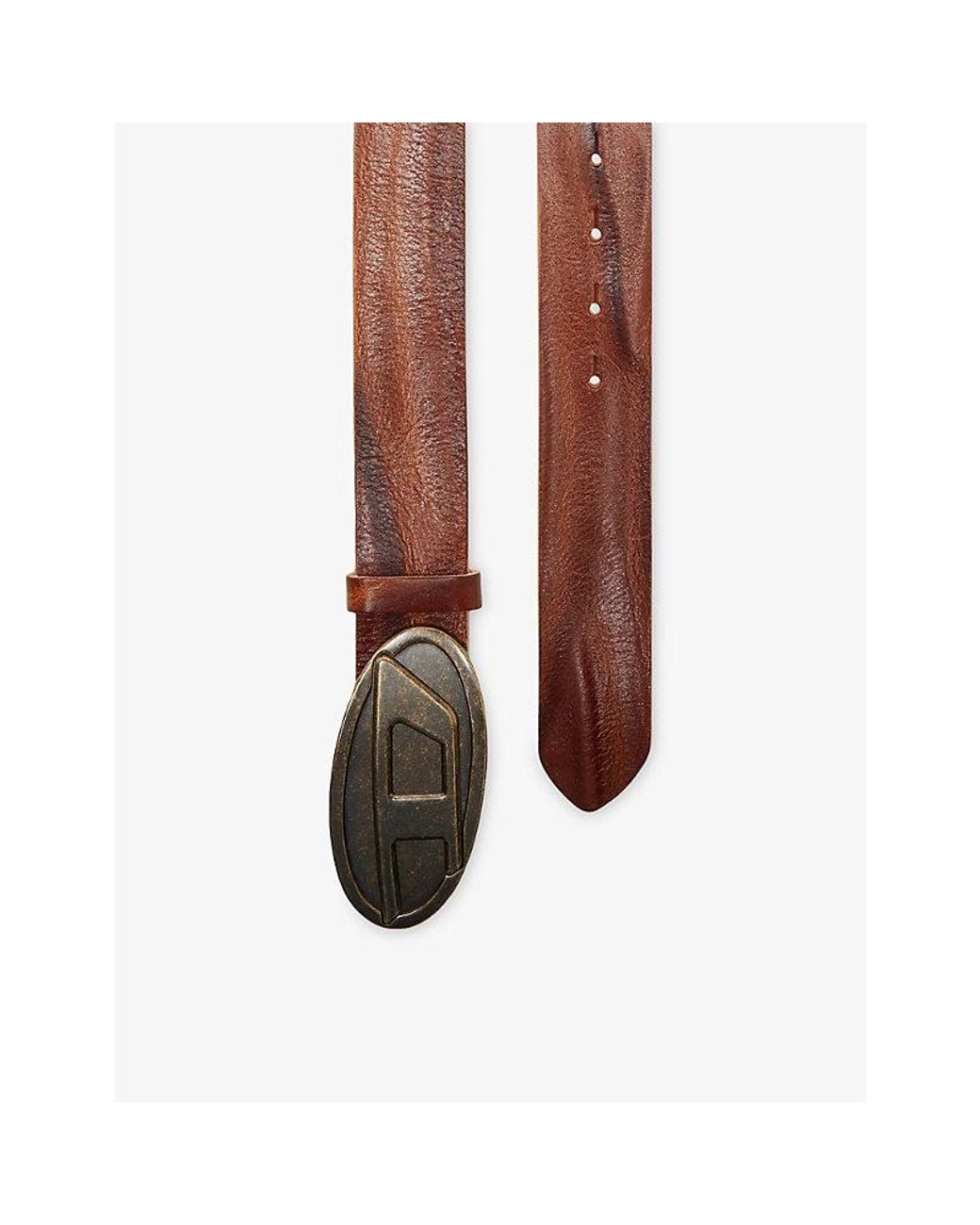 DIESEL Brown B-1Dr 2.0 Waxed Leather Belt for men