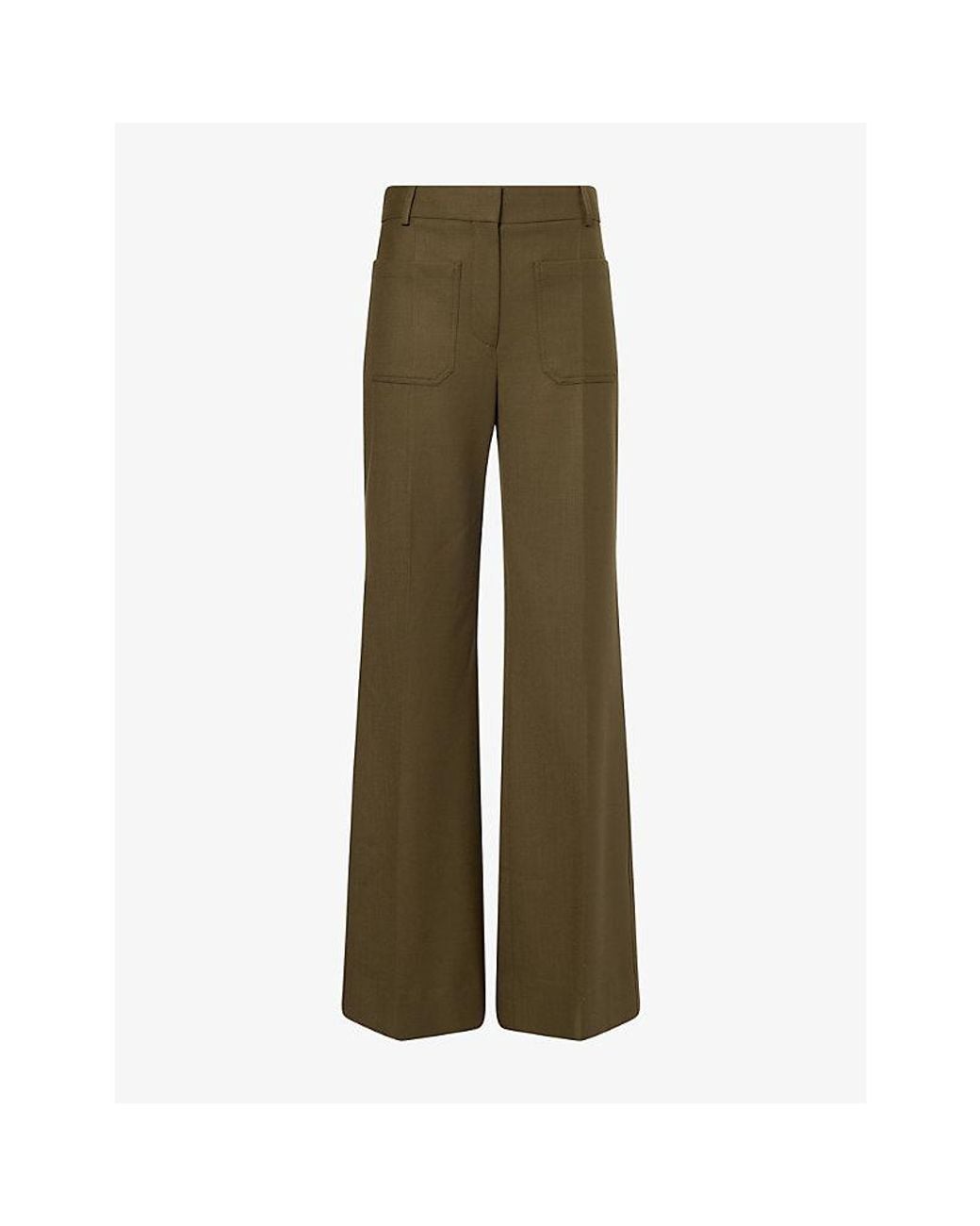 Victoria Beckham Green Alina Straight-Leg Woven Trousers