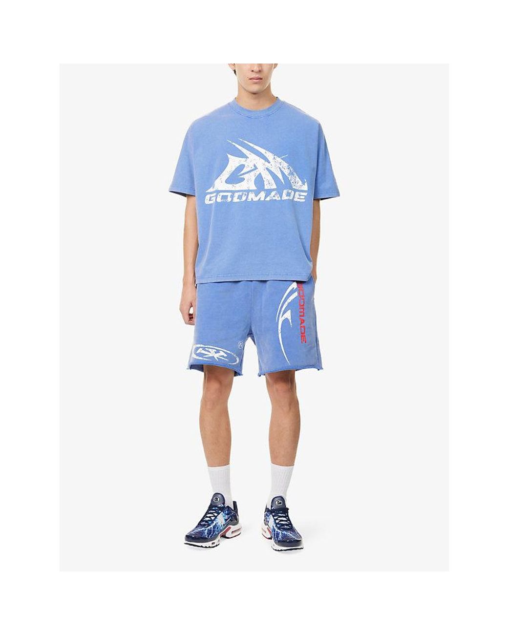 GODMADE Blue Core Graphic-Print Cotton T-Shirt for men