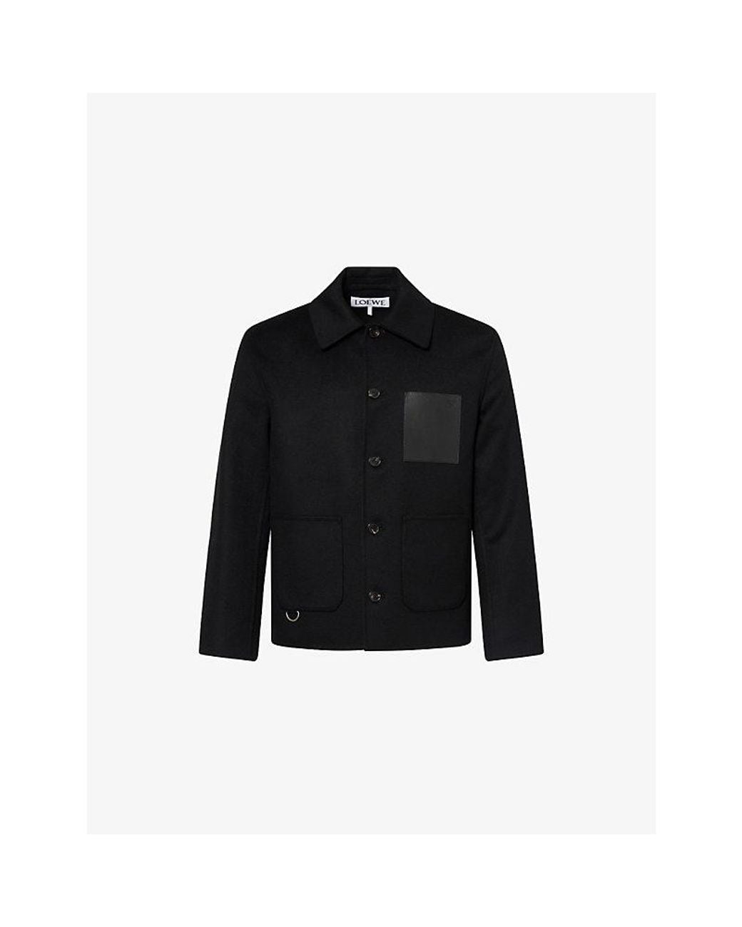 Loewe Black Embossed Patch-Pocket Wool-Blend Jacket for men