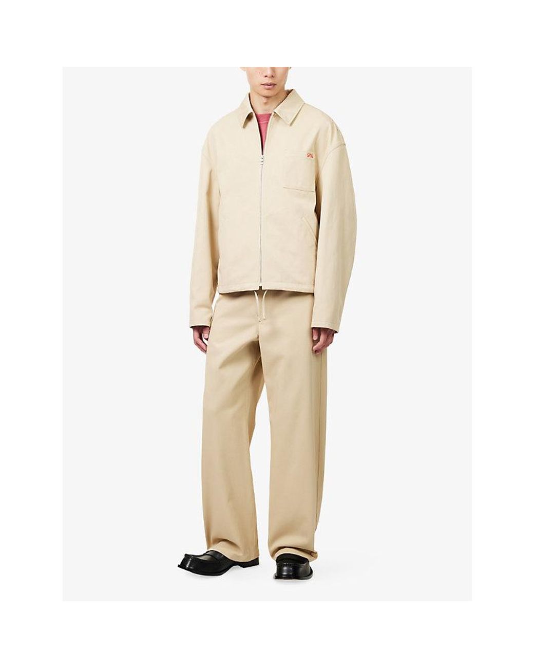 Loewe Natural Anagram-Embroidered Cotton-Twill Trousers for men