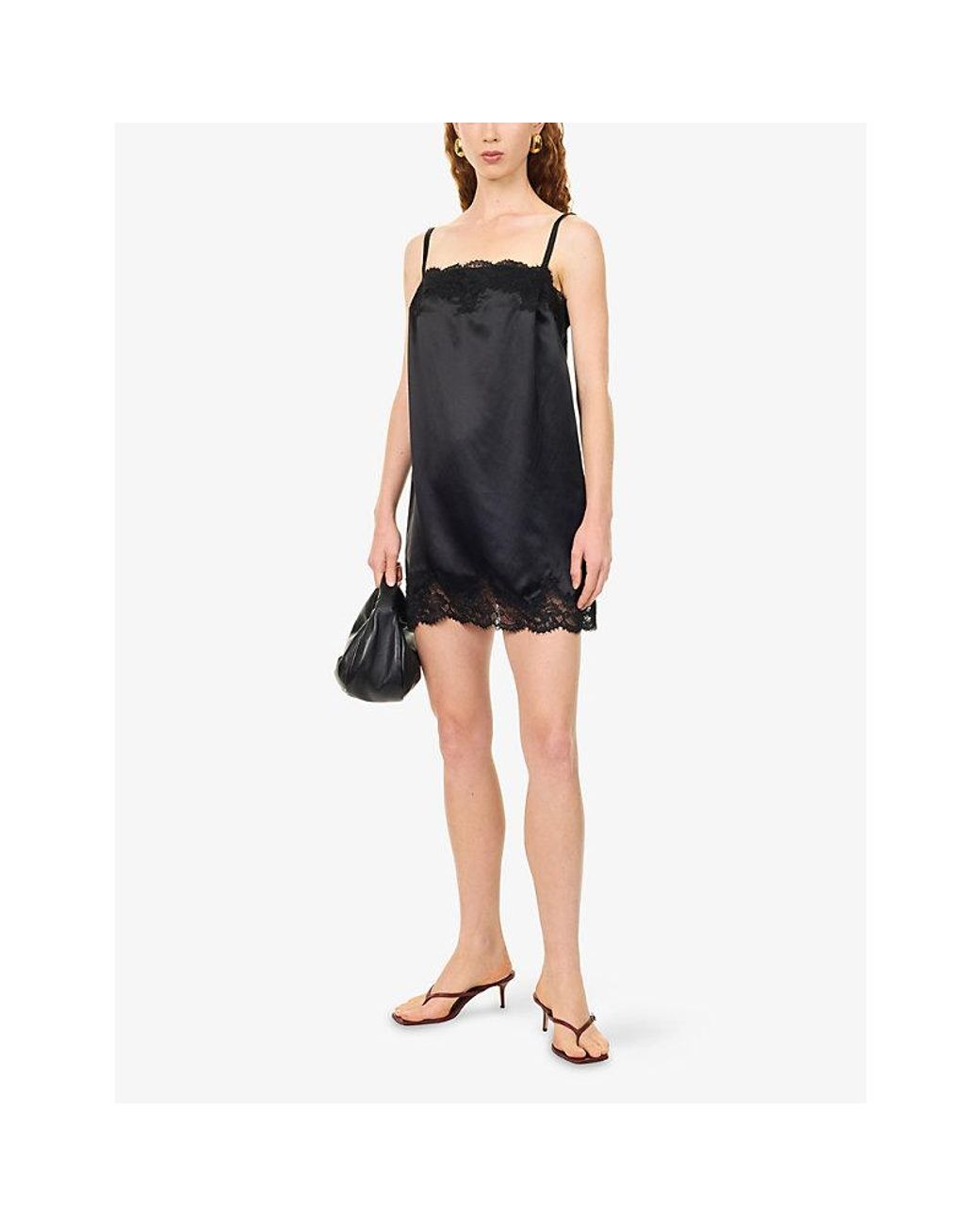 Reformation Black Emma-Rose Slip Silk Mini Dress
