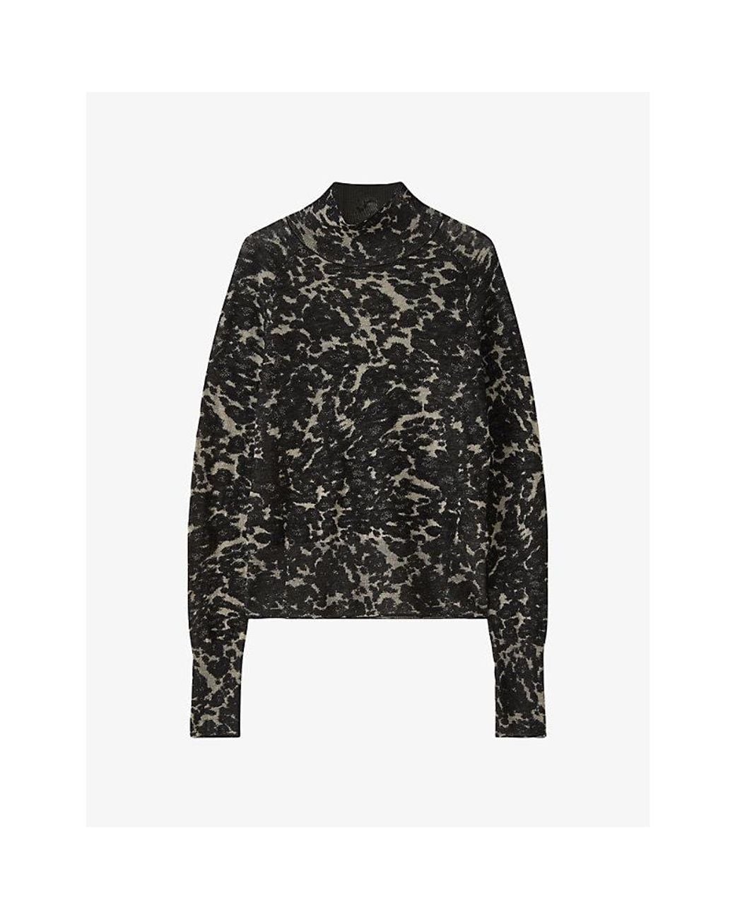 Joseph Black Yasmin Cashair Jacquard Cashmere Jumper