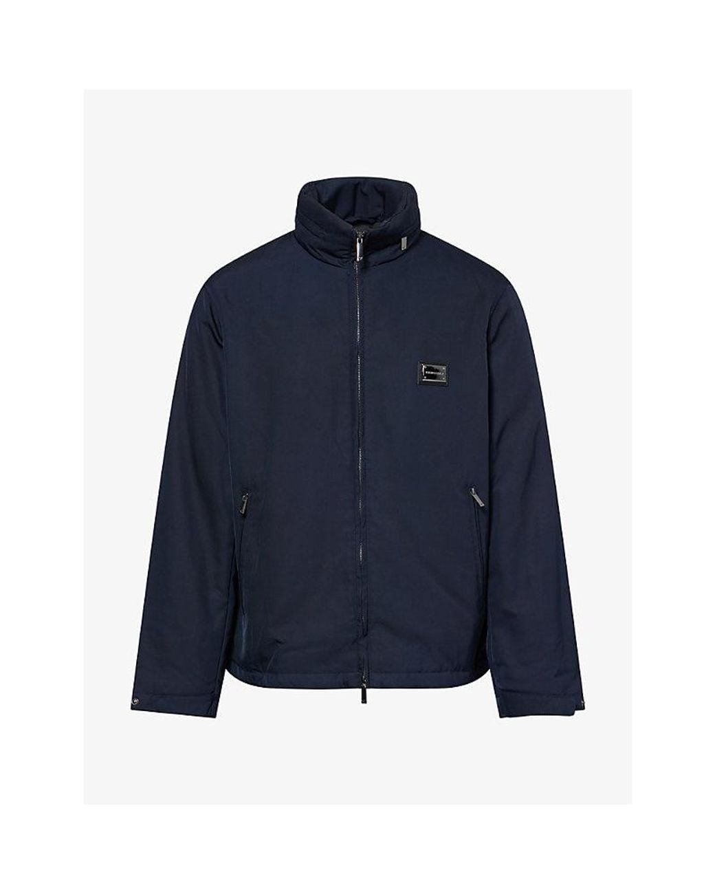 Emporio Armani Blue Placket Log-Sleeve Shell Jacket for men