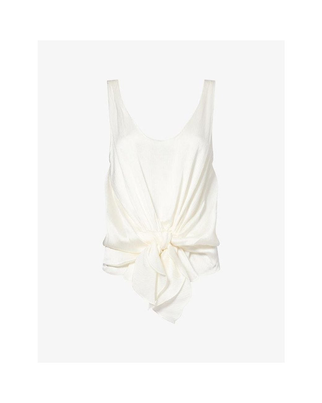 J.W. Anderson White Front-Knot Silk Top