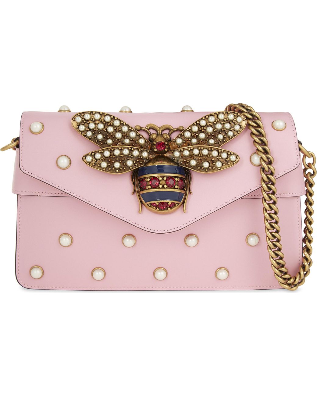 Gucci Leather Broadway Bee Shoulder Bag 