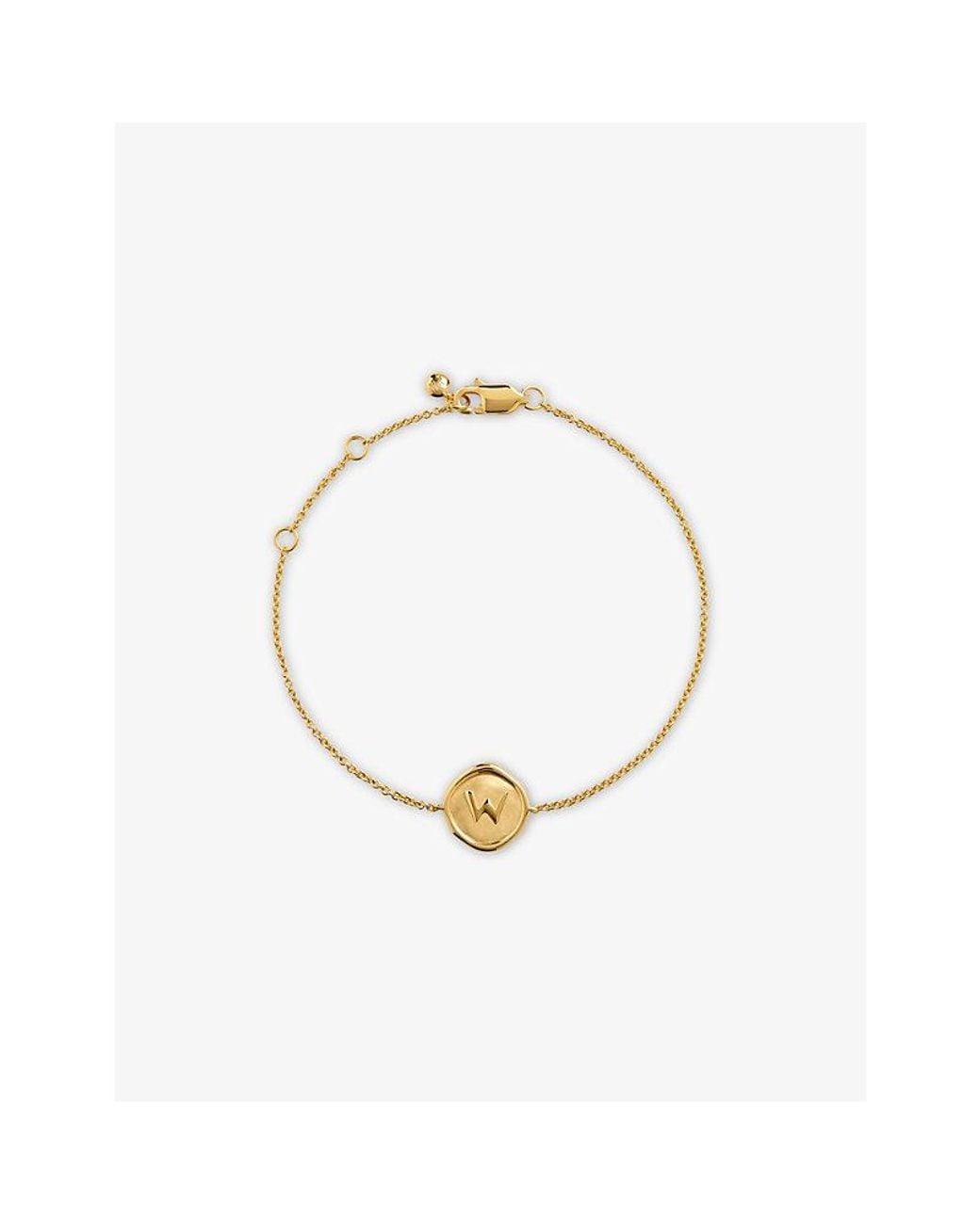 Monica Vinader Metallic Initial W Stamp 18Ct Vermeil Bracelet
