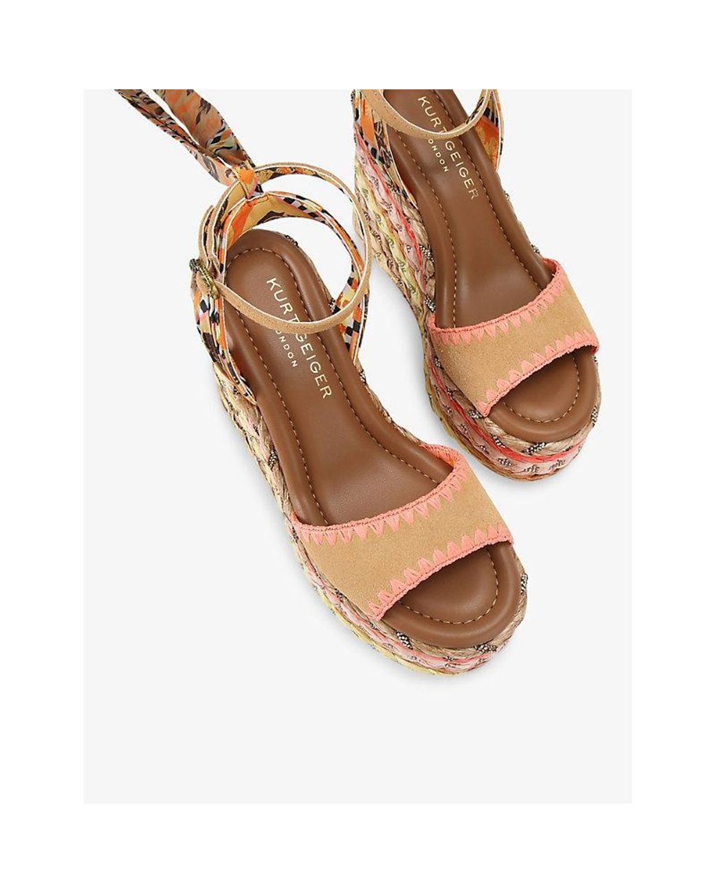 Kurt Geiger Pink Chelsea Scarf Wedge Suede Heels