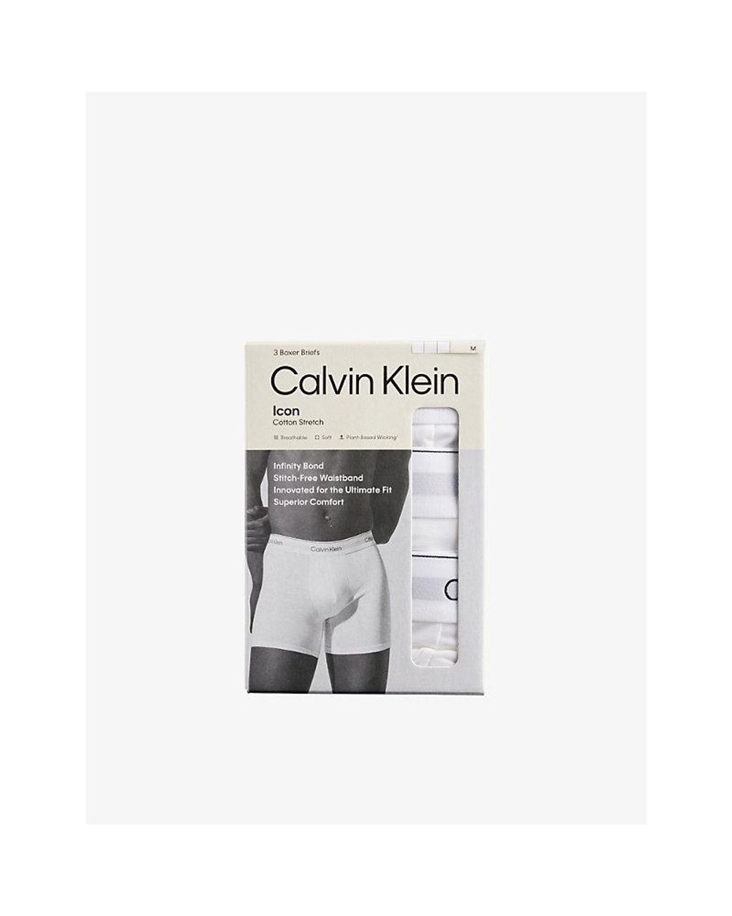 Calvin Klein White Icon Logo-Waistband Pack Of Three Stretch-Cotton Boxer Briefs for men