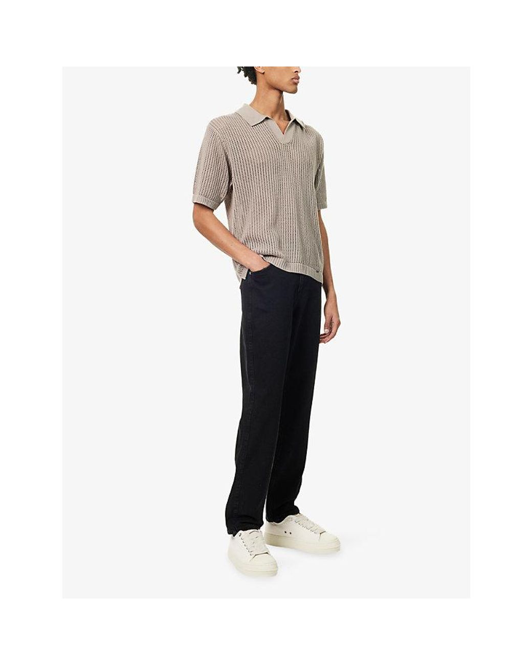 Represent Natural Beverly Open-Collar Cotton-Knit Polo Top for men