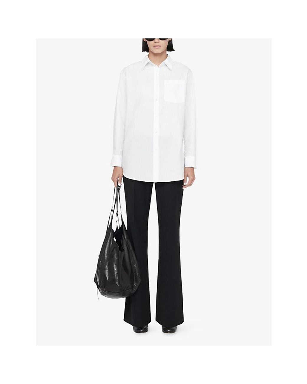 AllSaints White Kaia Relaxed-Fit Cotton-Poplin Shirt