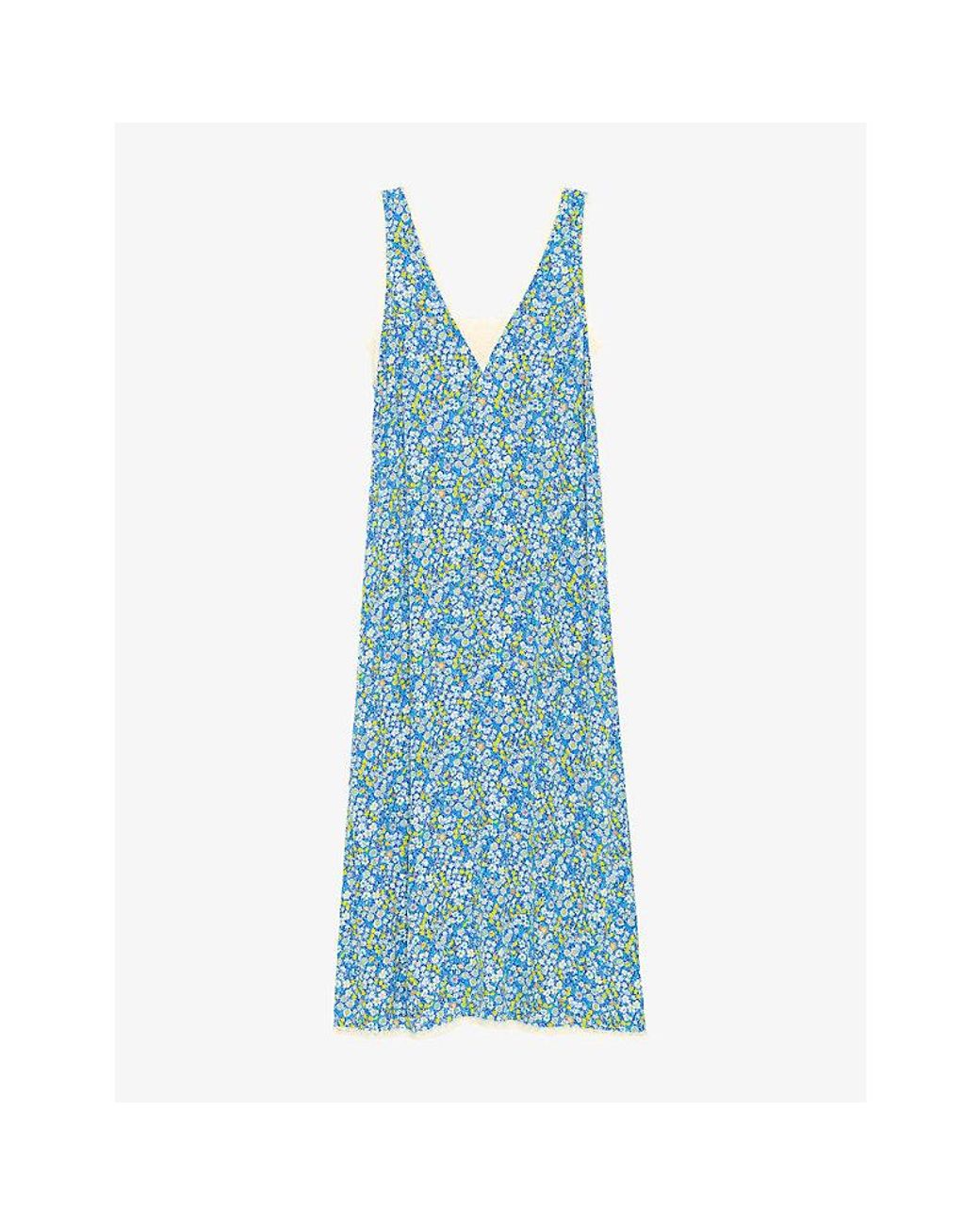 Zadig & Voltaire Blue Renzo Floral-Print Woven Midi Dress
