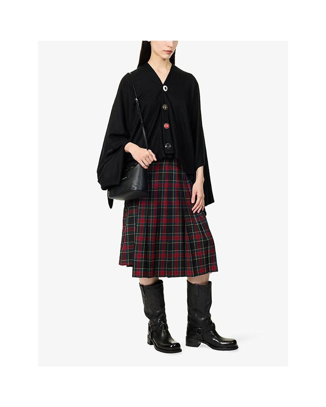 Junya Watanabe Black Button Draped Wool T-Shirt