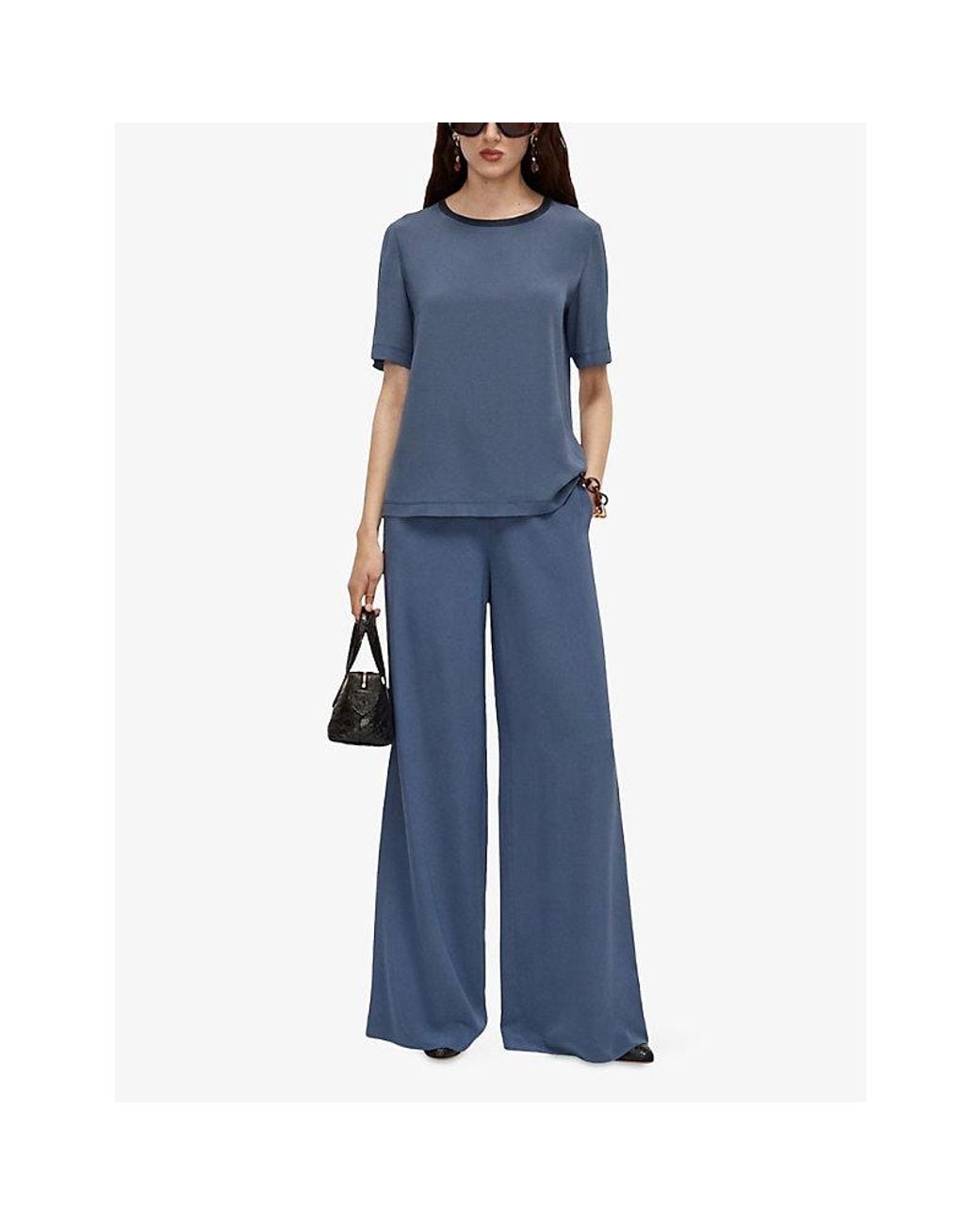 Joseph Blue Rubin Crepe De Soie Silk Blouse
