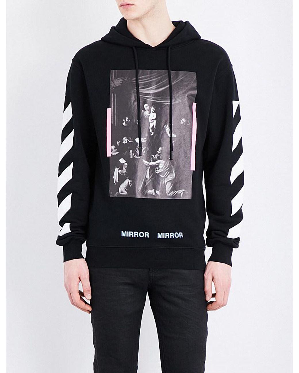 Off-White c/o Virgil Abloh Mirror Mirror Cotton-jersey Hoody in Black for  Men | Lyst