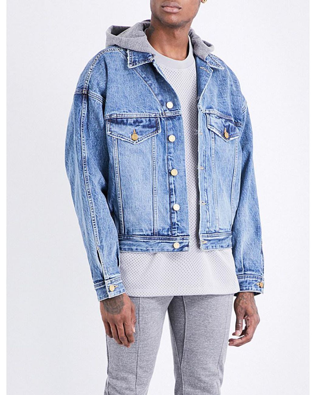 Fear Of God Fifth Collection Hooded Denim Jacket in Blue for Men | Lyst  Canada