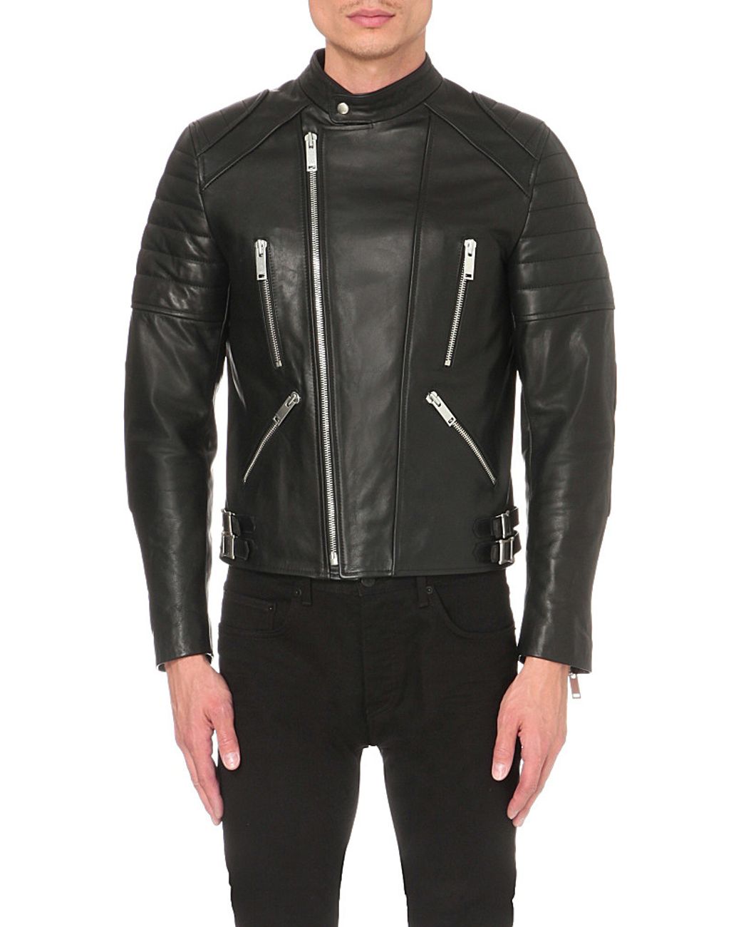 Sandro Otto Leather Jacket in Black for 