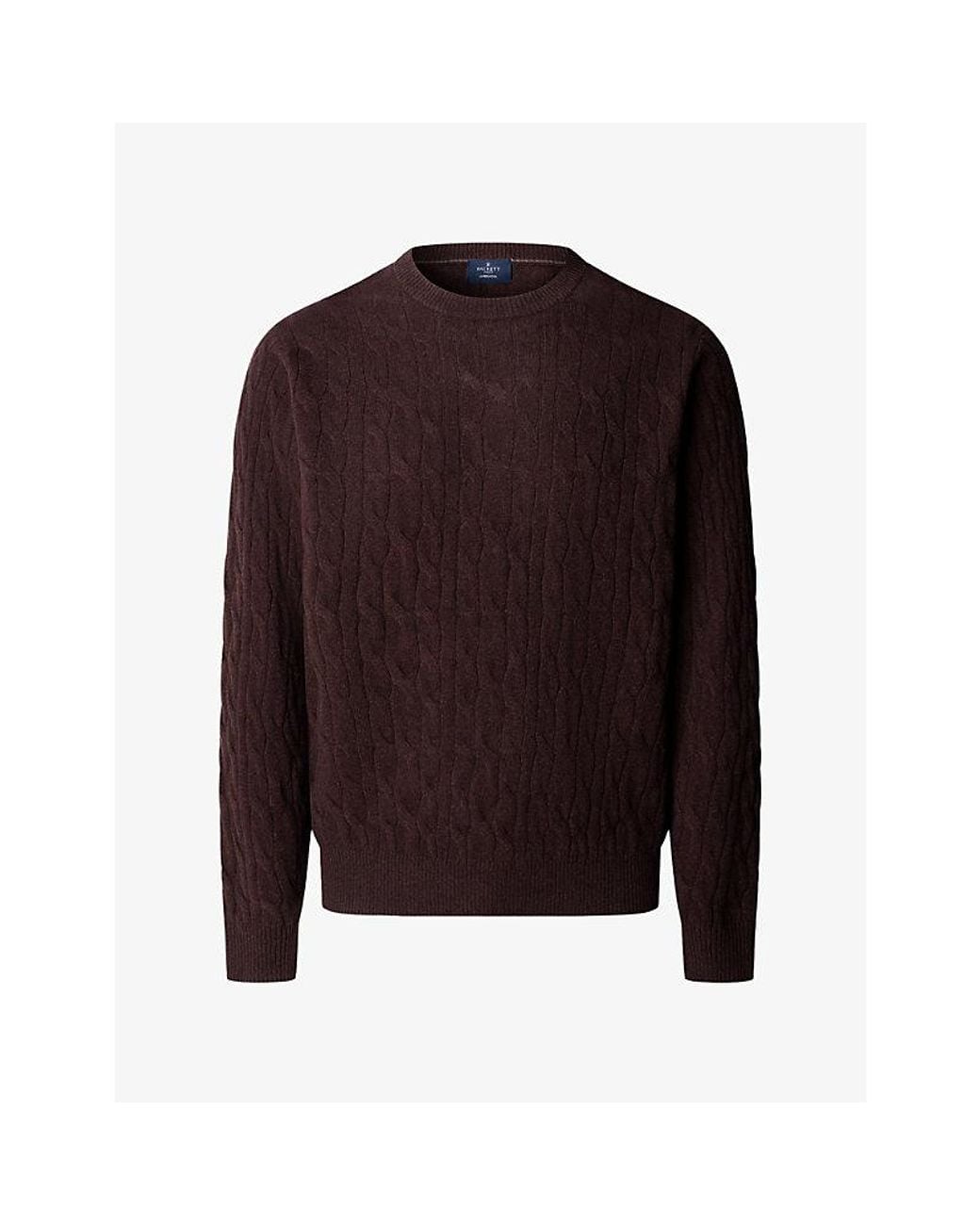 Hackett Purple Cable-Knit Crewneck Wool Jumper for men