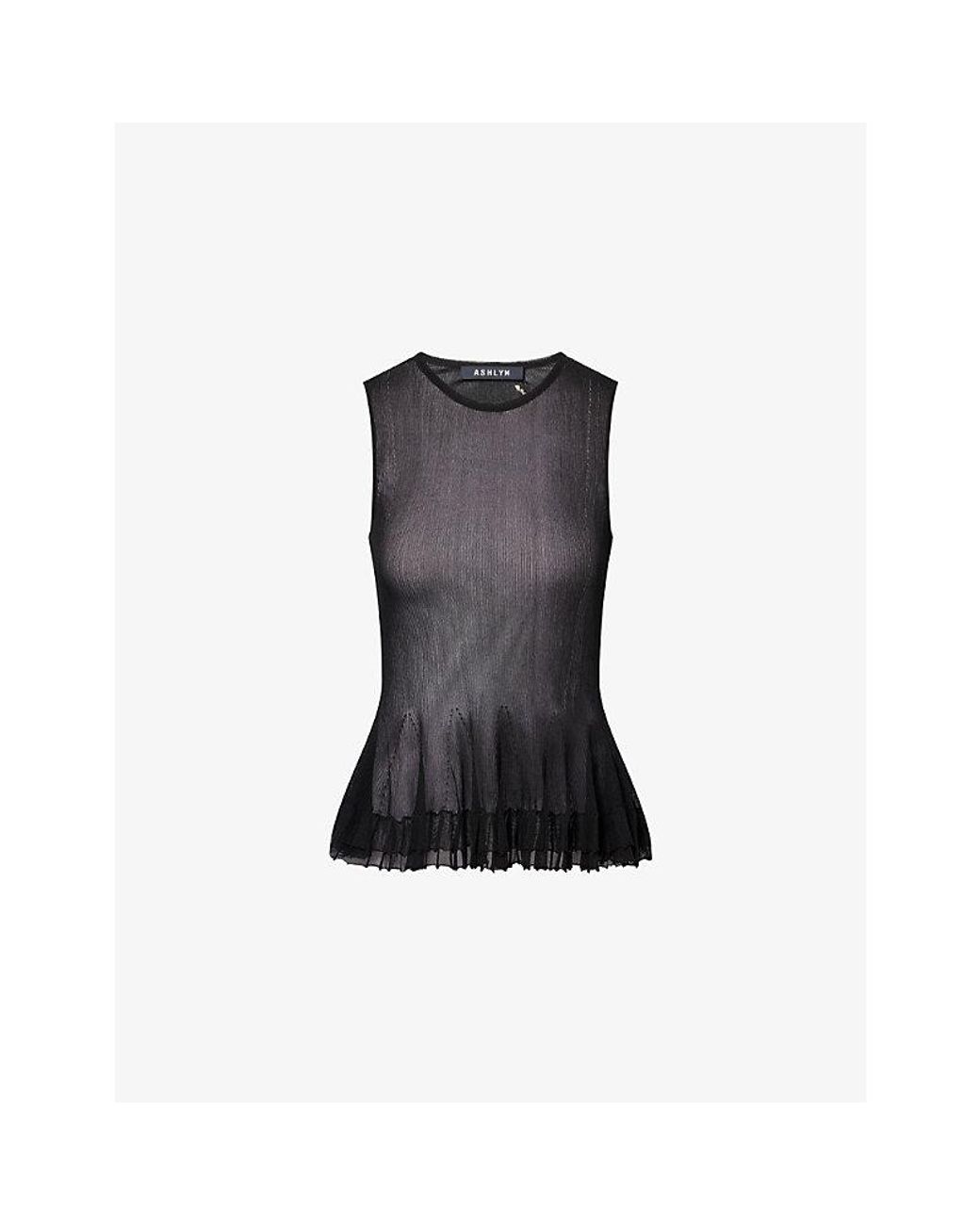 Ashlyn Black Bennett Peplum-Hem Knitted Top