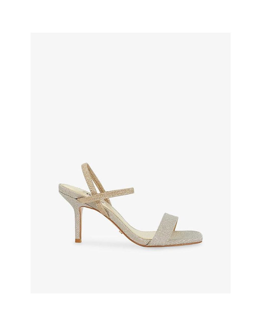 Dune White Methodical Metallic-Woven Heeled Sandals