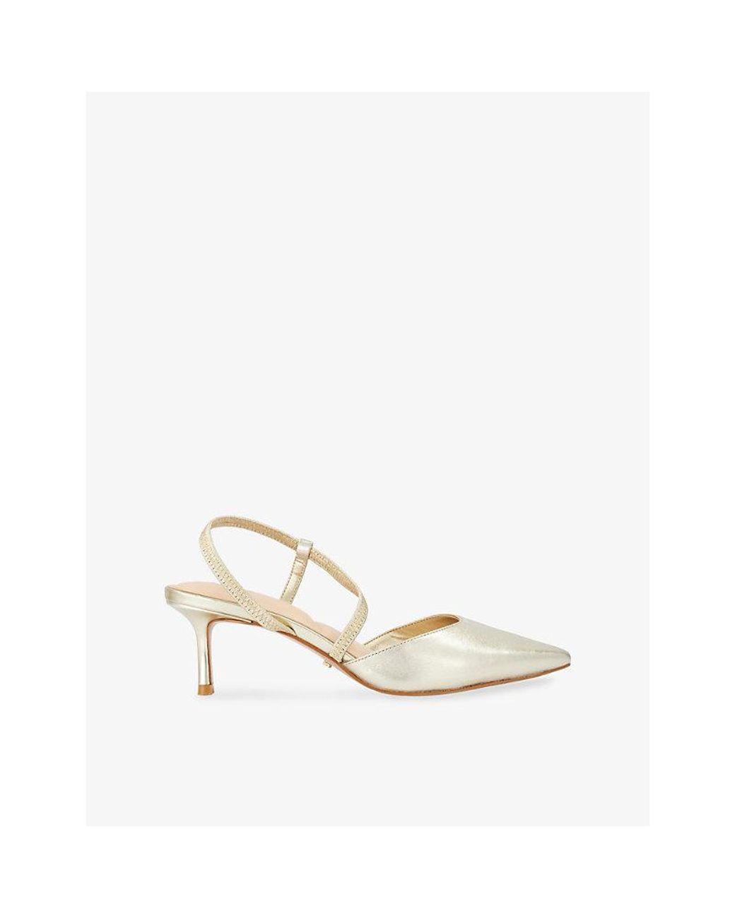 Dune White Charming Leather Slingback Courts
