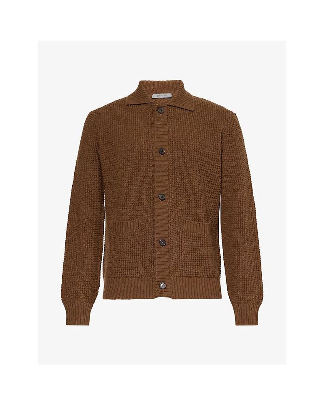 Corneliani Brown Patch-Pocket Knitted Cardigan for men