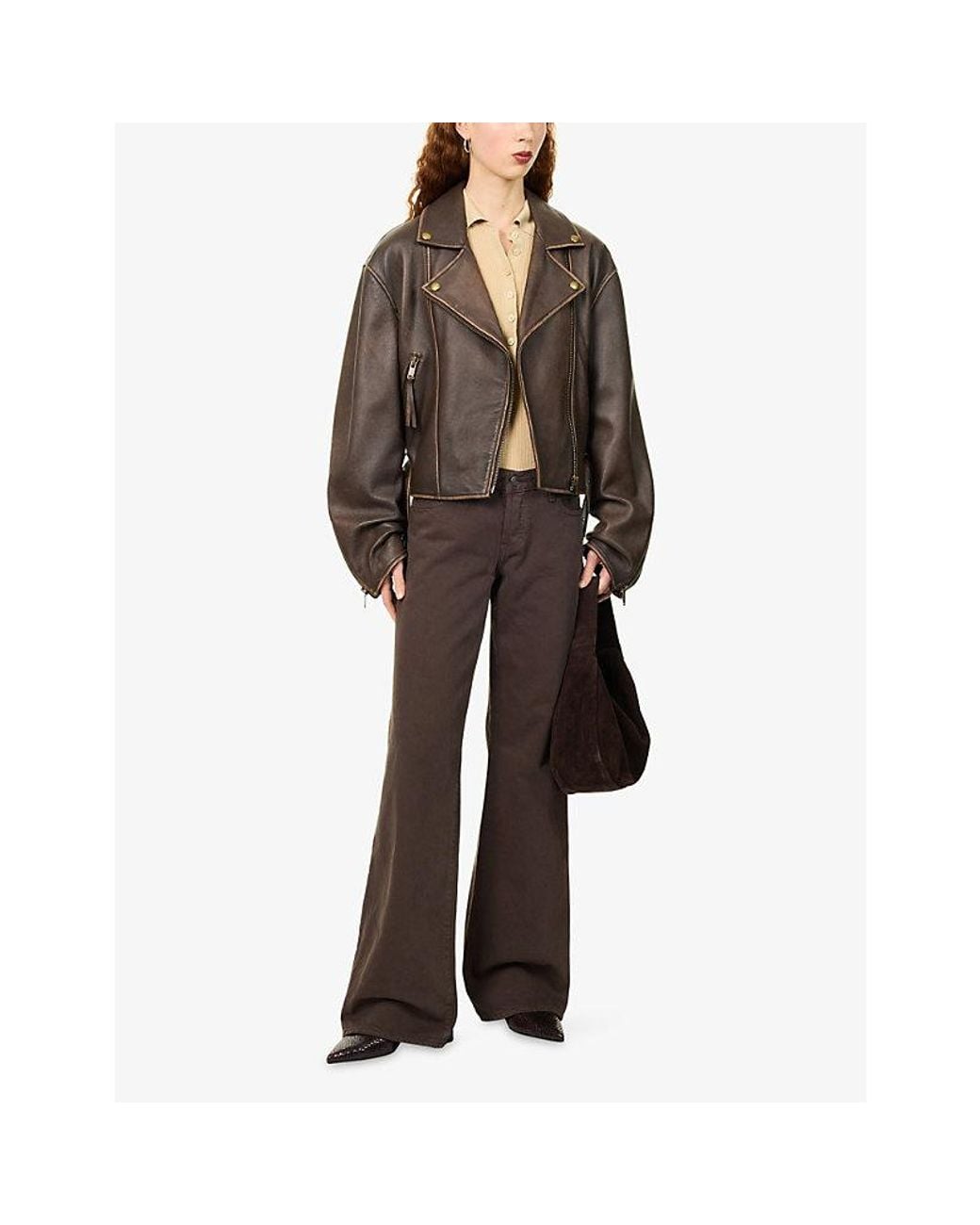 FRAME Brown X Amelia The Wide-Leg Denim Jeans