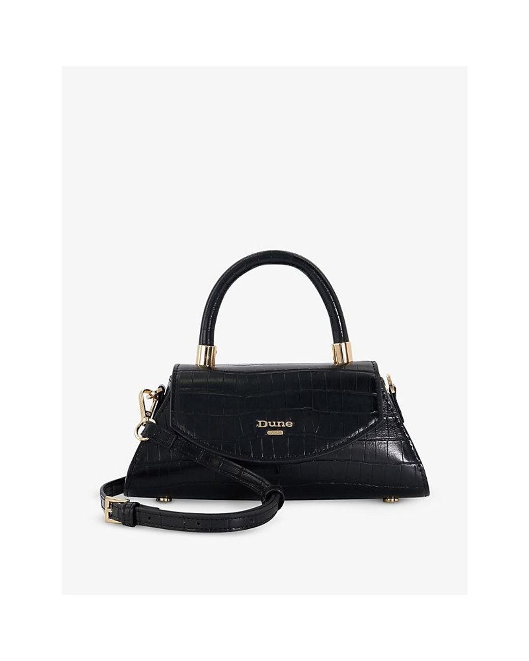 Dune Dini Small Croc-embossed Recycled Faux-leather Shoulder Bag in Black |  Lyst