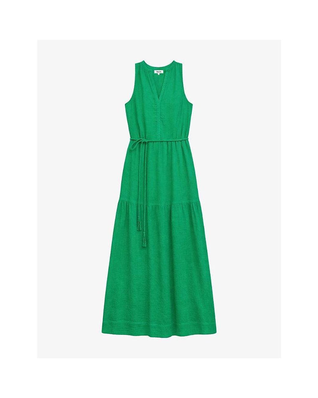 Ro&zo Green Rope-Belt Sleeveless Maxi Dress