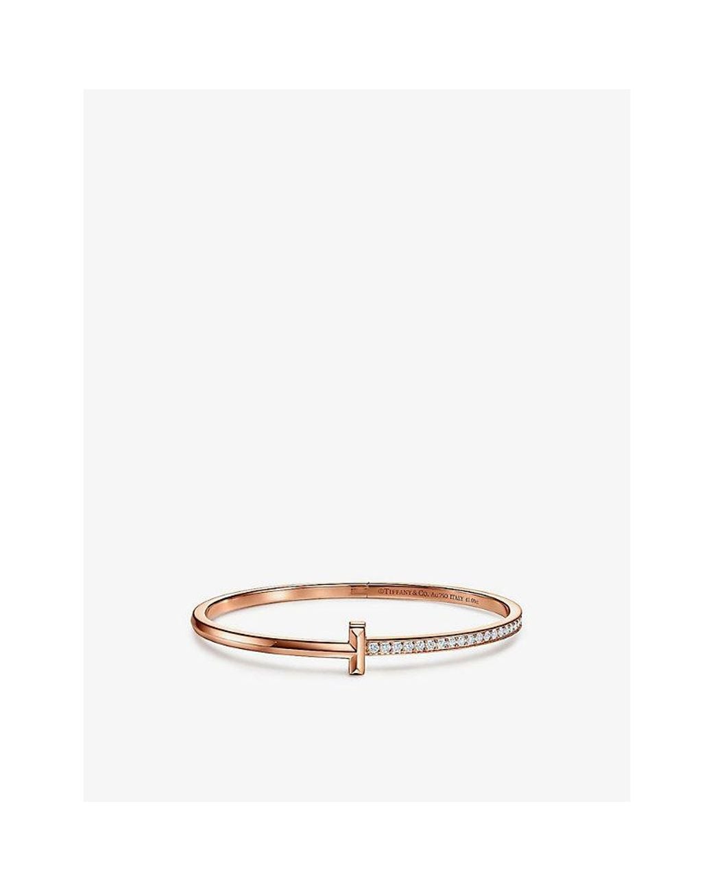 Tiffany & Co White T1 Narrow 18Ct Rose And Diamond Bracelet