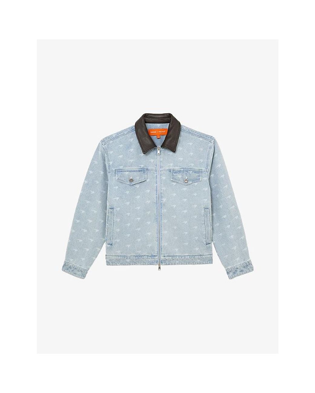 Reiss Blue X Mclaren Racing Team Collection Vortex Denim Jacket for men