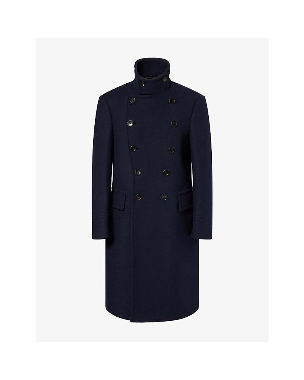 Tom Ford Blue Double-Breasted Wool-Felt Military Coat for men
