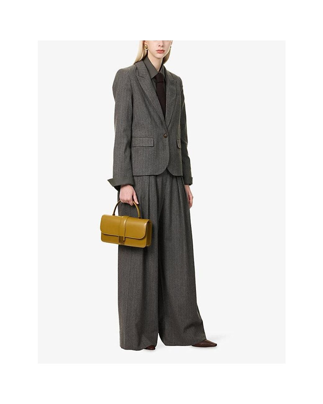 ME+EM Gray Icon Pinstripe Pleated Woven Trousers