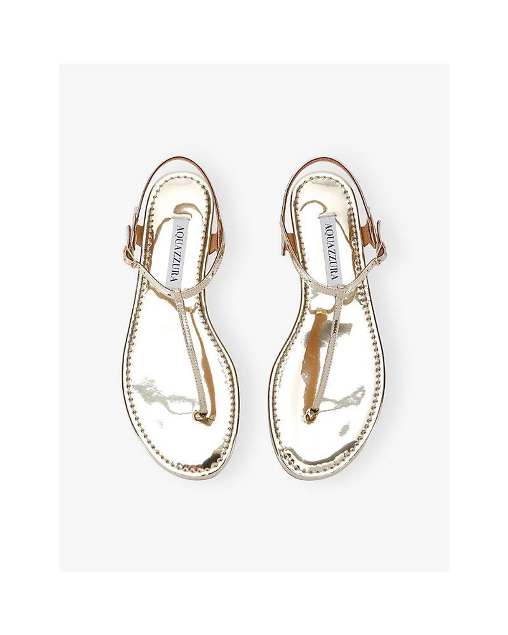 Aquazzura White Almost Bare Flat Leather Sandals