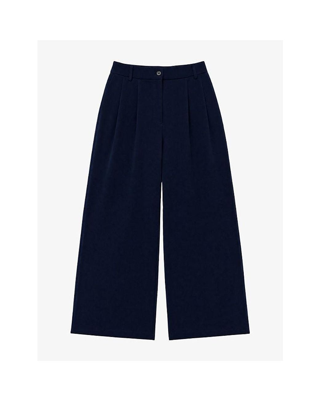 The Kooples Blue Wide-Leg Mid-Rise Woven Trousers