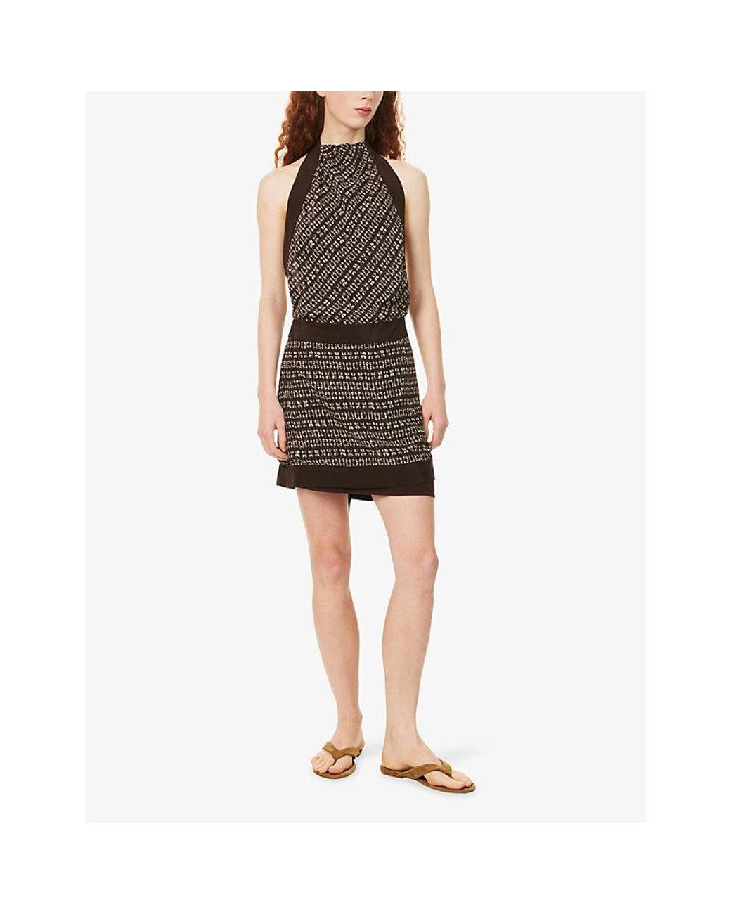 Sir Brown Astrid Halter Woven Mini Dress