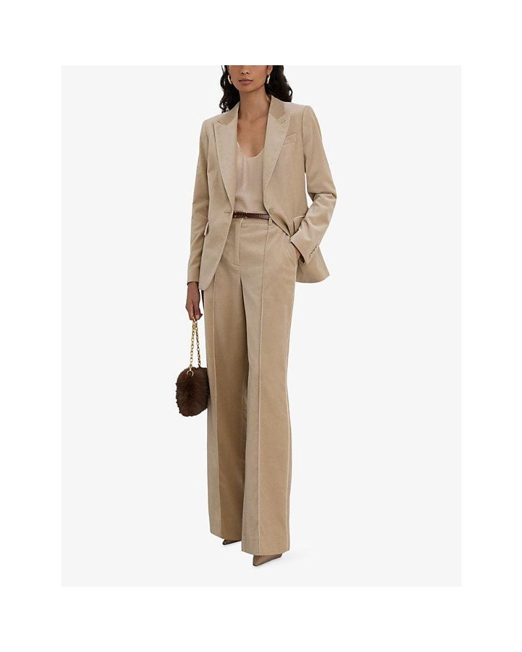Reiss Natural Nessa Single-Breasted Velvet Blazer