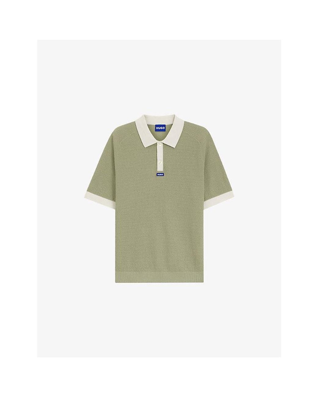 HUGO Green Branded Short-Sleeved Cotton-Knit Polo Shirt for men