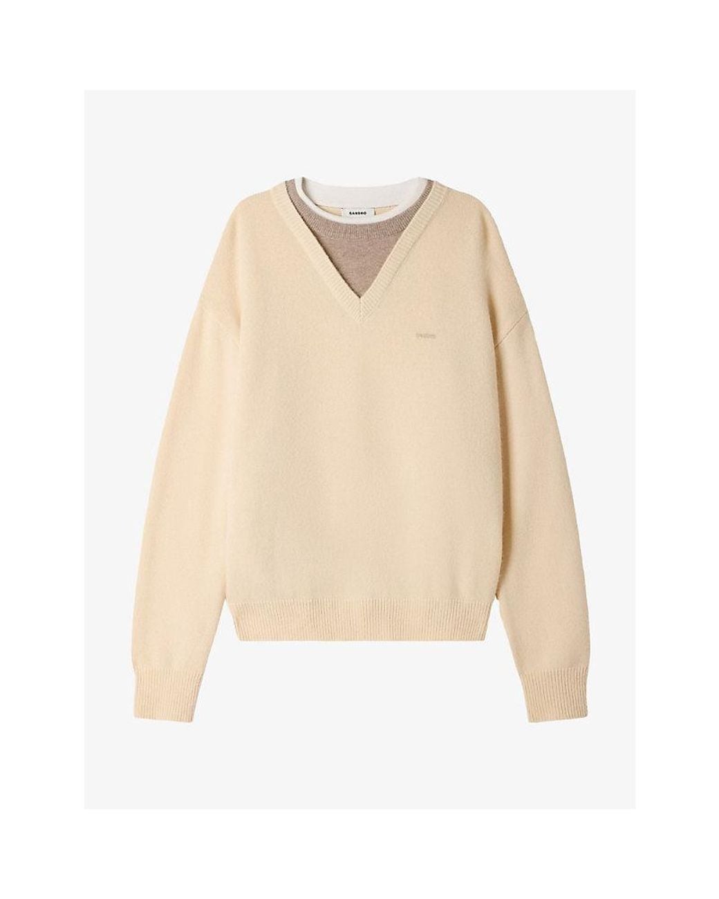 Sandro Natural Two-In-One Wool And Cashmere-Blend Jumper