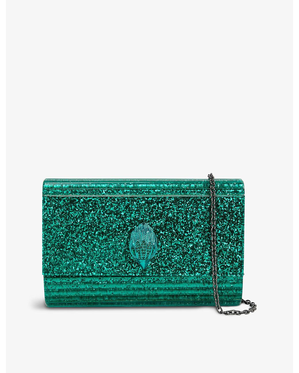 Kurt Geiger Synthetic Drench Eagleembellished Glitter Clutch Bag in Green Lyst