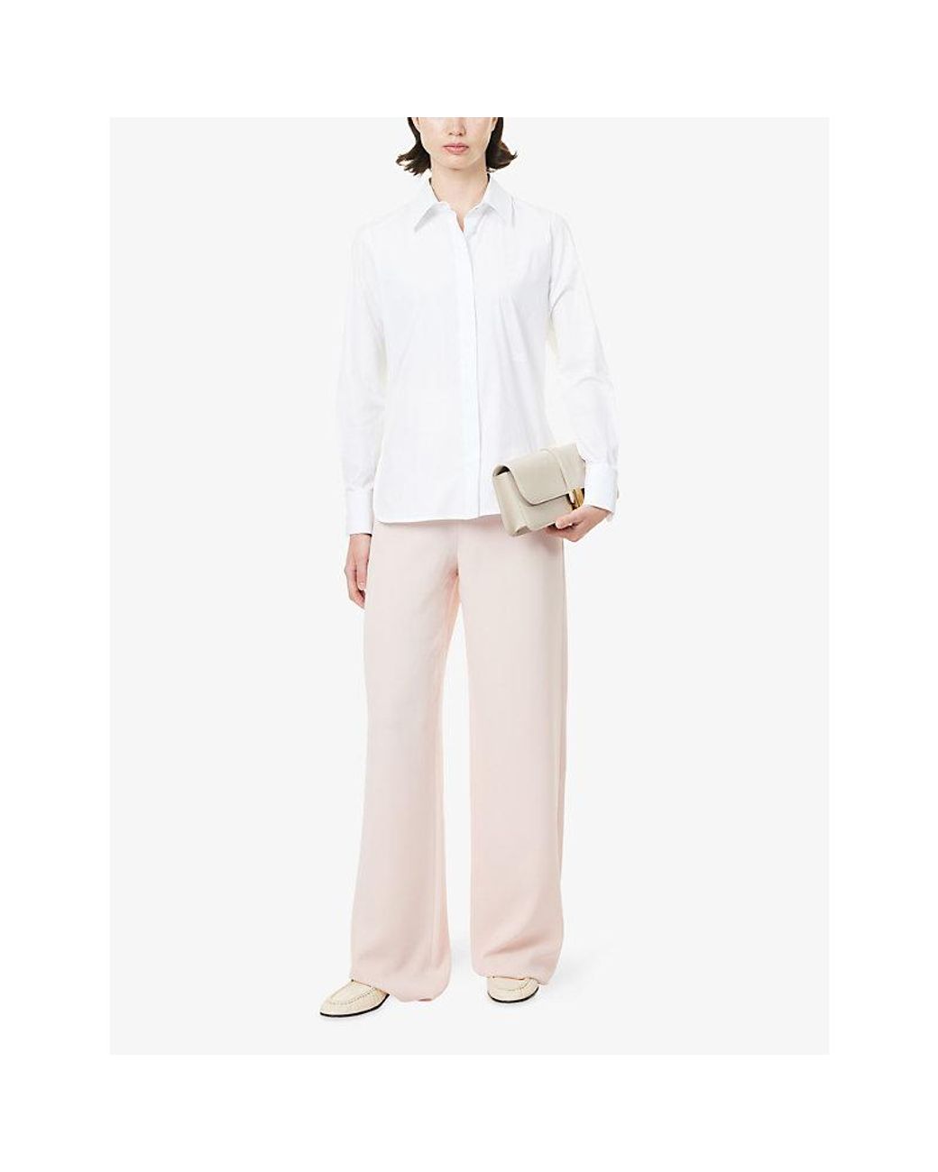 Max Mara Pink Cady Wide-Leg Woven Trousers