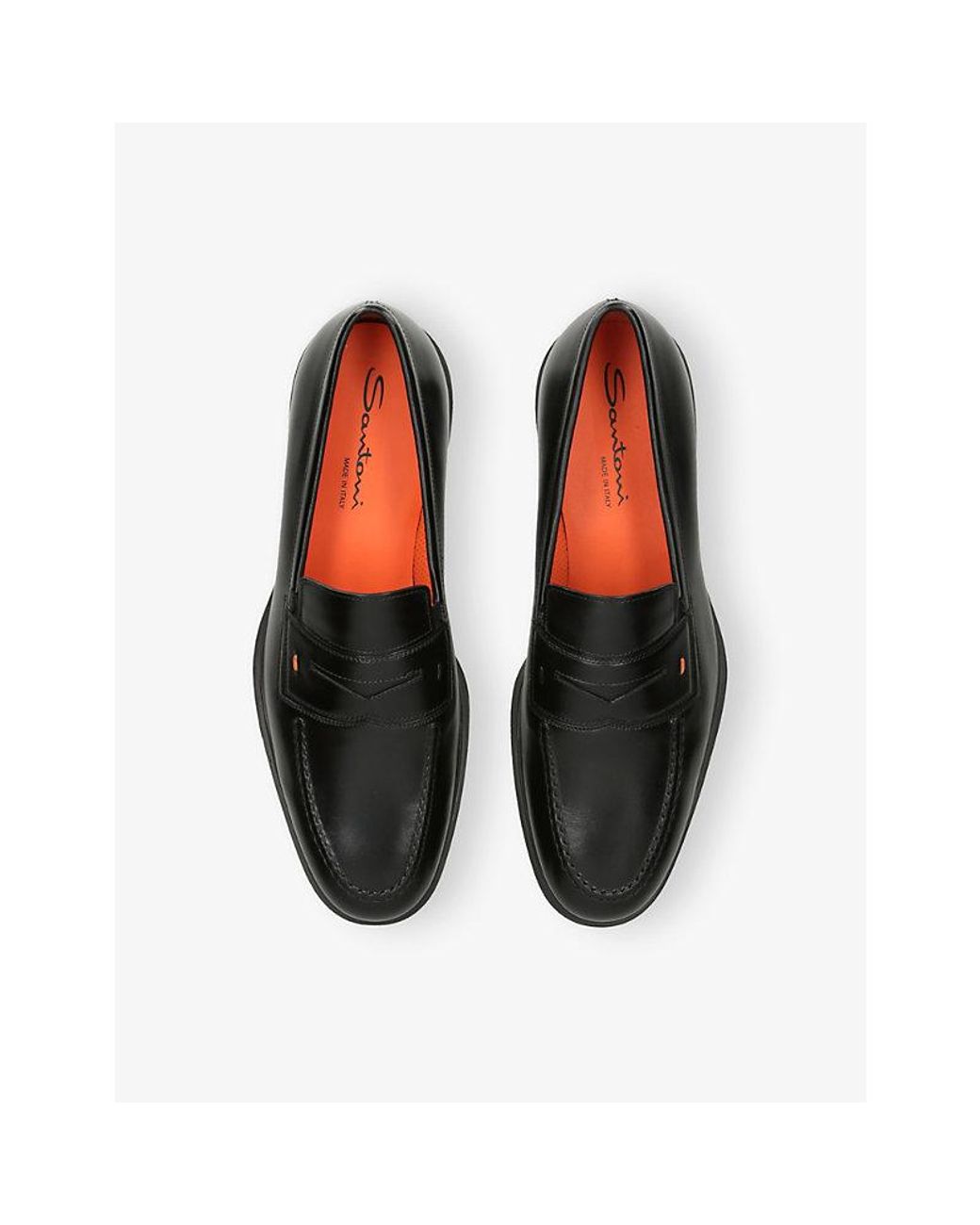 Santoni Black Easy Leather Loafers for men