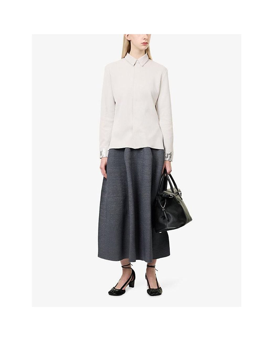CFCL Gray Pottery Glitter Knit Midi Skirt