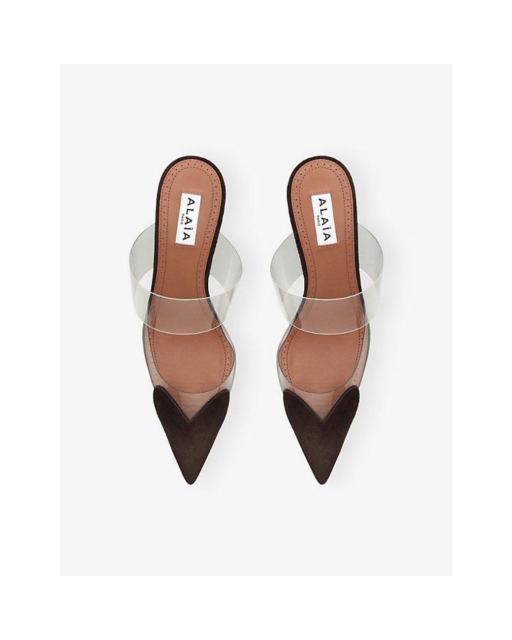 Alaïa Black Coeur 60 Patent-Leather And Pvc Wedge Mules