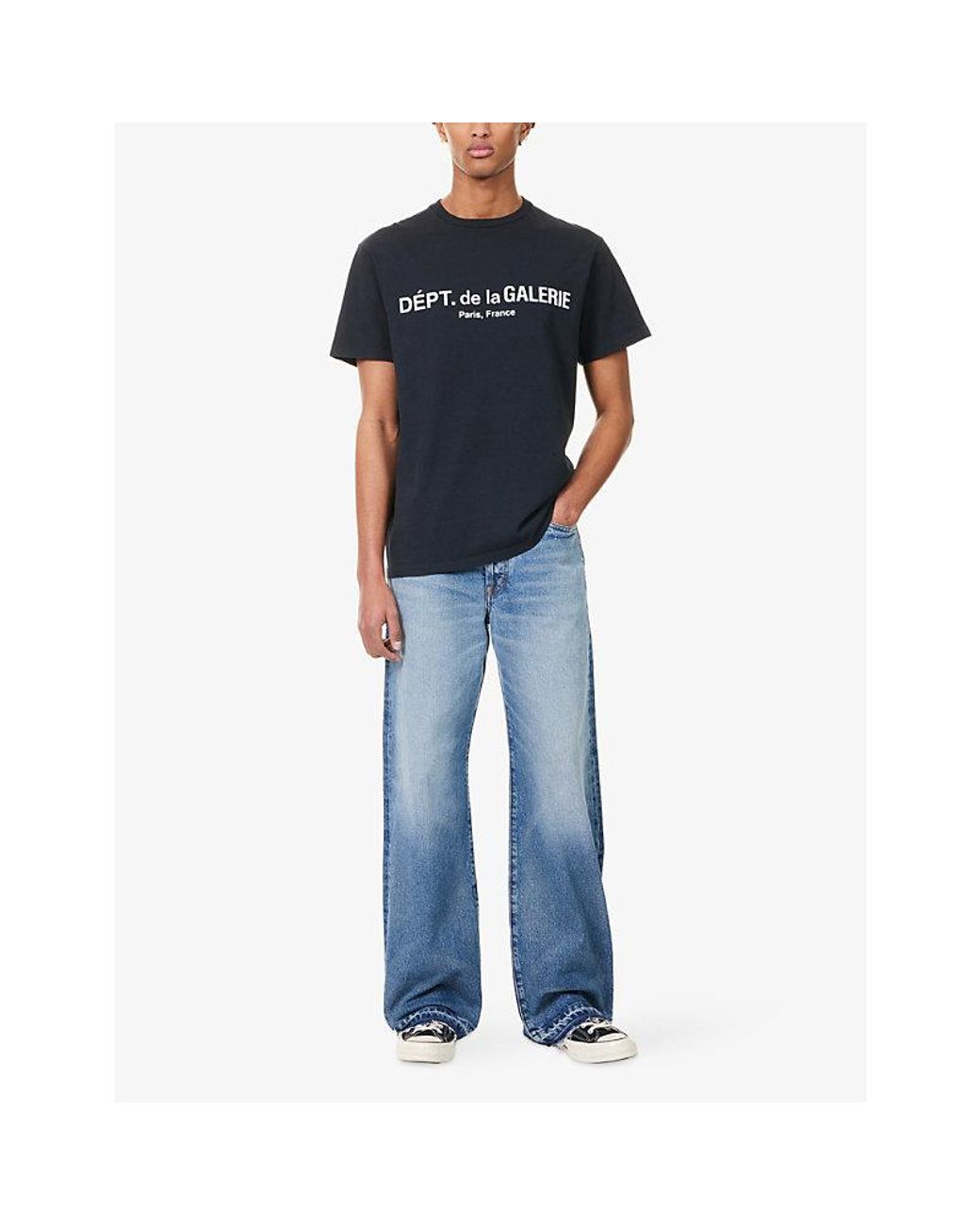 GALLERY DEPT. Blue Logo-Print Crew-Neck Cotton T-Shirt for men