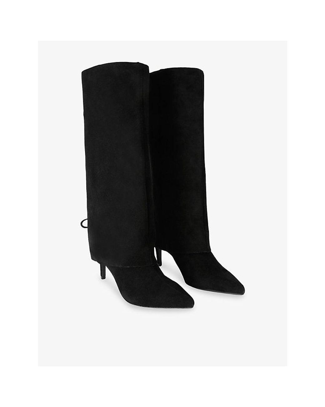 Carvela Kurt Geiger Black Vittoria Cuff Heeled Suede Knee-High Boots