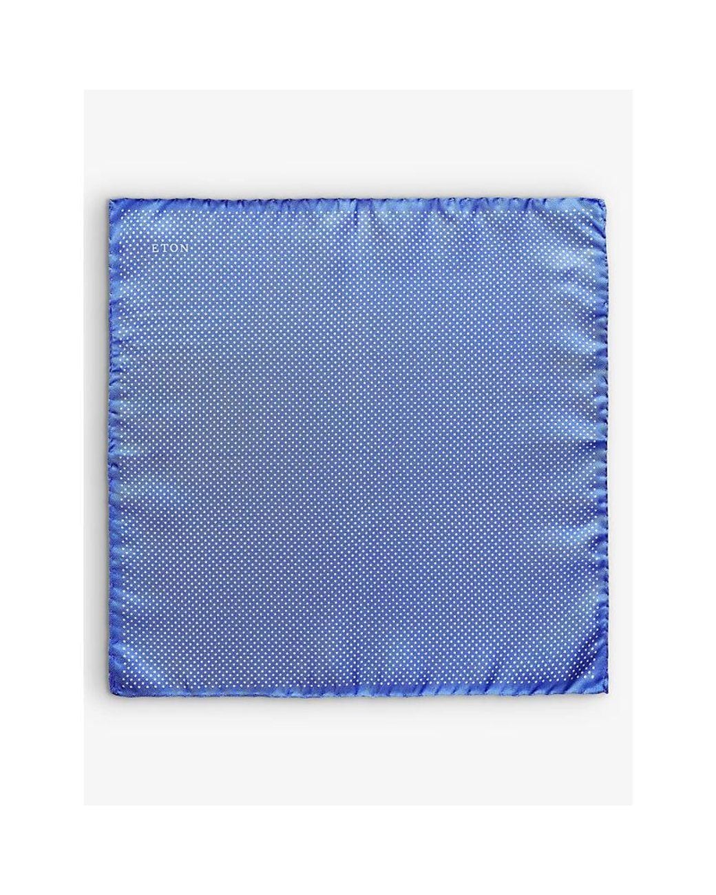 Eton of Sweden Blue Polka-Dot Silk Pocket Square for men